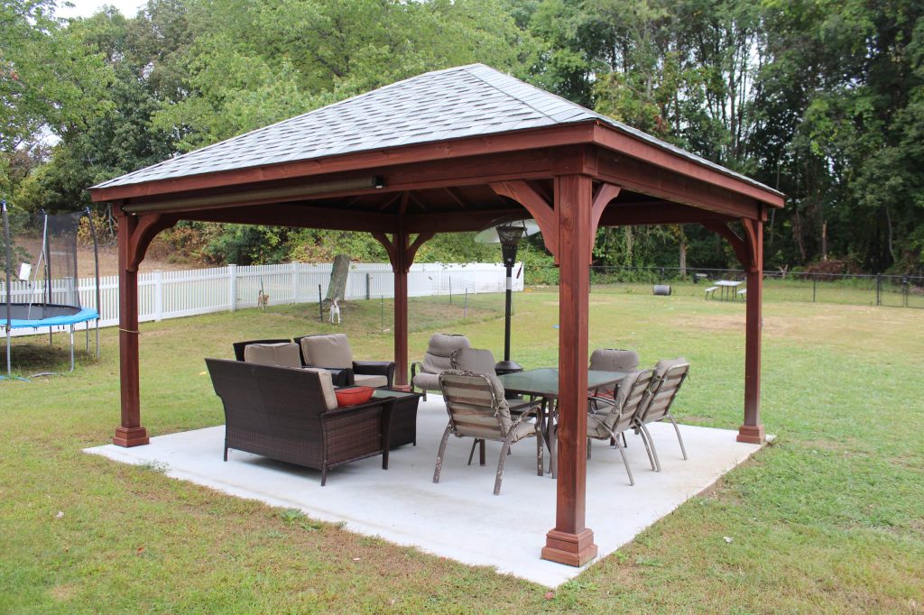 14x14 Custom stained pavilion built in Bellingham MA