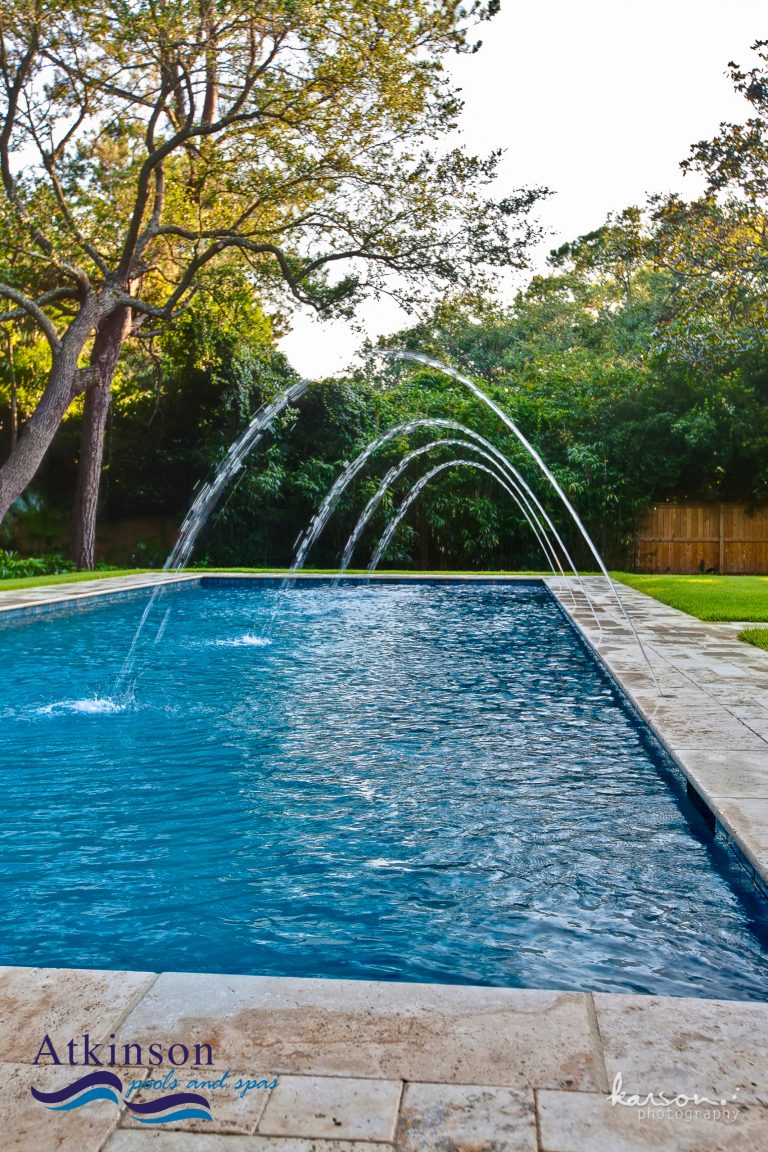 15' x 45' Pool, Exposed, Polished Quartz Finish, Tumbled Travertine Coping and Decking, PCC 2000 Self Cleaning Pool System, L.E.D. Lighting