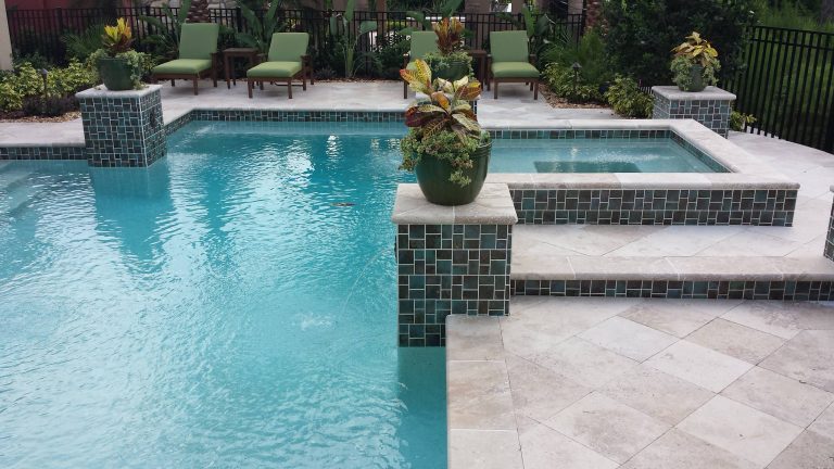 16x16 Noce Roman Tumbled Travertine Pavers. For more info and selection please visit www.stone-mart.com or call (813) 885-6900.