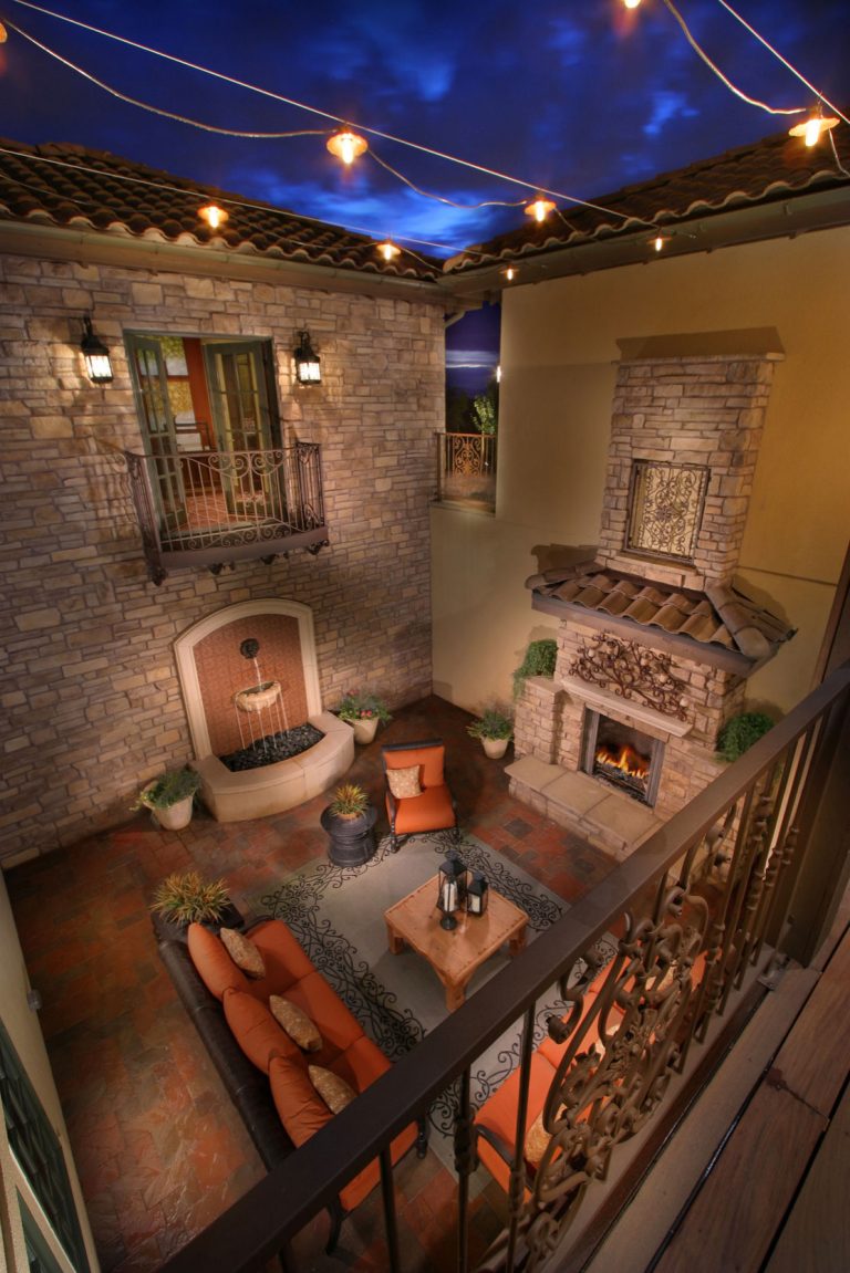 3-level interior courtyard of Plan Three in The Overlook at Heritage Hills in Lone Tree, CO.