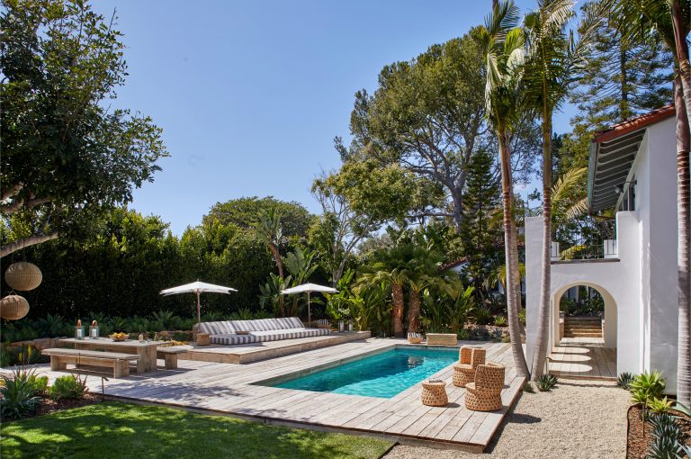 A Burdge Architects Mediterranean styled residence in Malibu, California. Large, open floor plan with sweeping ocean views. Pool and poolhouse