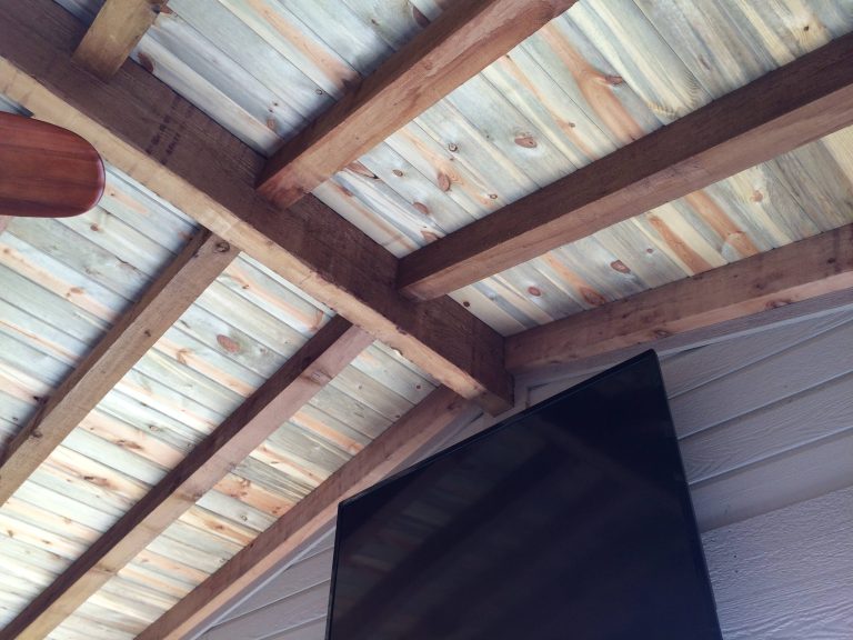 A closer look at the Beetle Kill and Timber trusses. This is an example of a contemporary porch design in Denver. by Archadeck of Douglas County | Outdoor Photos | Porch | Landscaping | Landscape Design | Outdoor Living Space | Porch Design Ideas | Outdoor Living Space Ideas | Backyard Design
