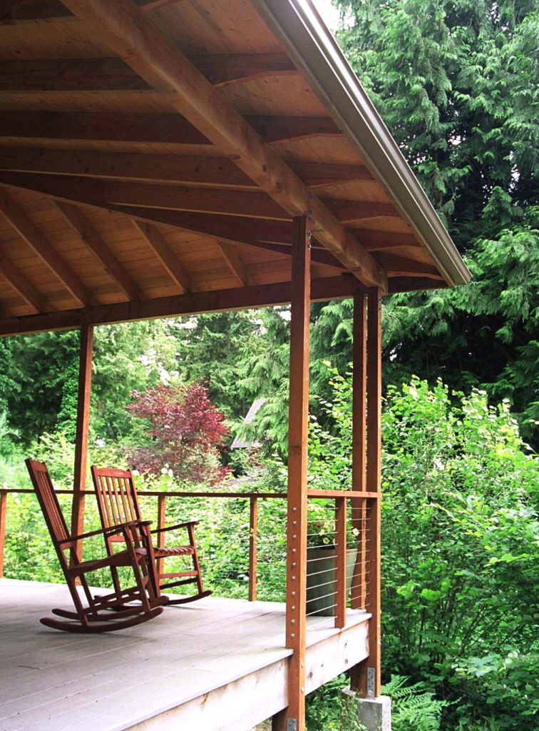 A comfortable, sheltered place to sit and watch ducks--decks and rails can be very simple.