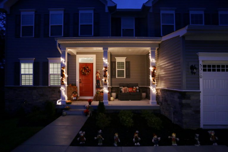 A fall front porch decorating project. Please inquire for a quote.