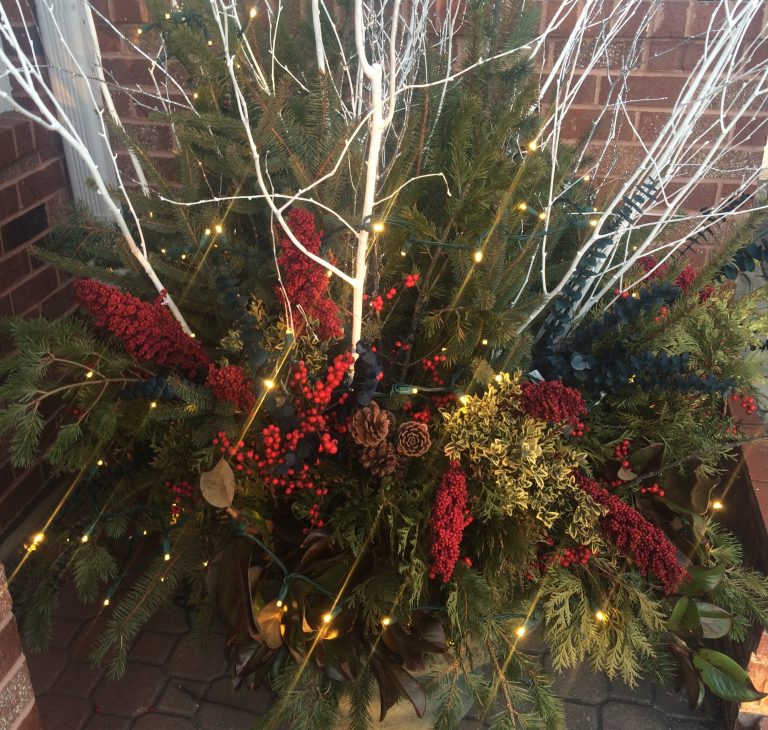 A lighted container at your front porch will give a full day of holiday joy during the holiday season.