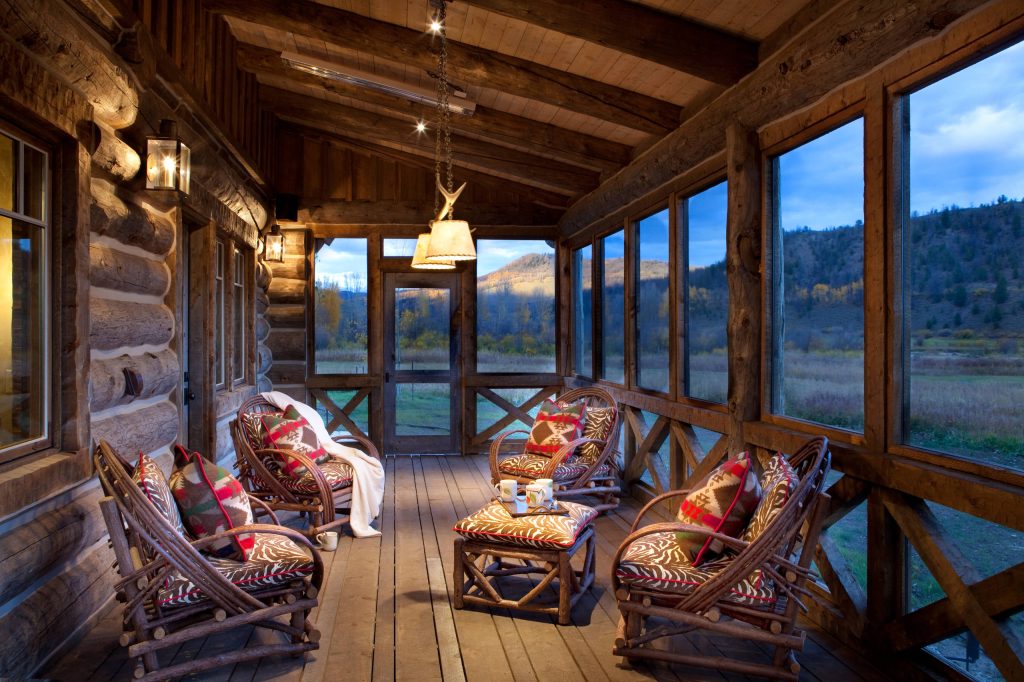 A rustic log and timber home located at the historic C Lazy U Ranch in Grand County, Colorado.