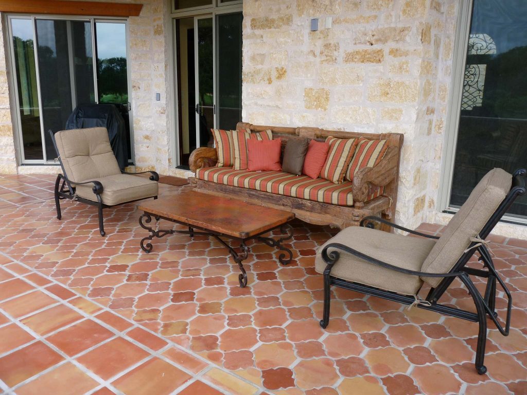 A use of various tile media creating a Spanish Colonial feel with texture and color.
