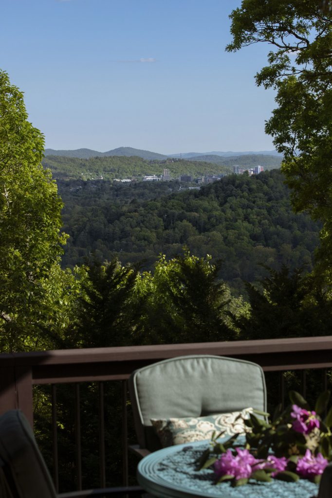 AFTER renovation: Master Bedroom Level - sit, relax with wonderful sunsets and views of downtown Asheville and NC/TN mountain views.