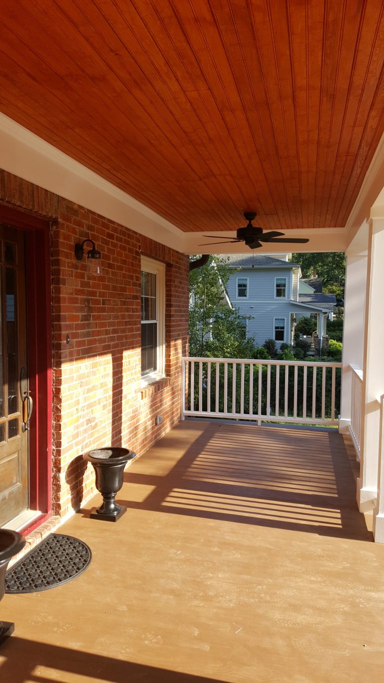 Added a 30’x8’ Covered Font Porch to Plaza Midwood home.