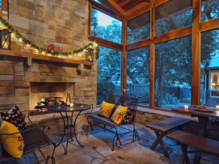 Addition onto 1925 Austin farmhouse. Screened porch makes home feel enormous.