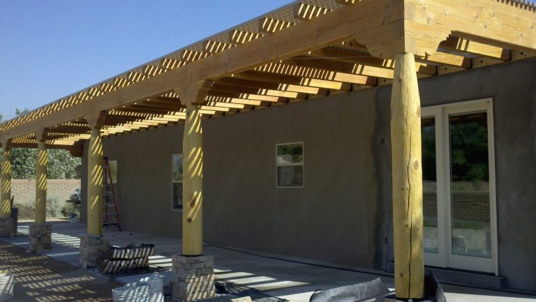 After shade porch completed. We used aluminum 2x2 lattice on top to resist UV damage.