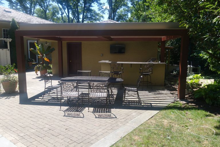 Aluminum Pergola SMART provides year around cooking and entertainment