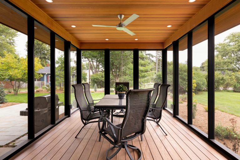 An outdoor sanctuary for R&R and entertaining, capped with clear vertical grain cedar and - what you don't see - a live green roof overhead.