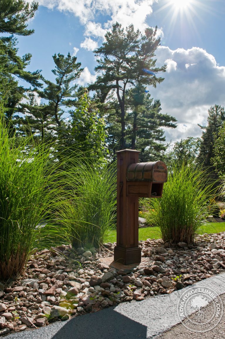Any post covered with exotic hardwoods like Ipe create a unique and special centerpiece in the area. Surrounded by nature, this mailbox post benefited from the custom made sleeve. by AdvantageLumber.com | Outdoor Photos | Porch | Landscaping | Landscape Design | Outdoor Living Space | Porch Design Ideas | Outdoor Living Space Ideas | Backyard Design