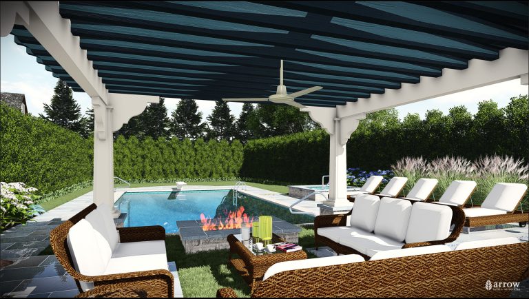 Arrow. Land + Structures. 3D Drawings - Proposed outdoor environment for a Frank Lloyd Wright Style Home in Glencoe, IL. Design ideas for a modern backyard stone landscaping in Chicago. by Arrow. Land + Structures | Backyard Design | Outdoor Living Spaces | Landscape Design | Backyard Ideas | Landscaping | Landscaping Ideas | Landscape Installation