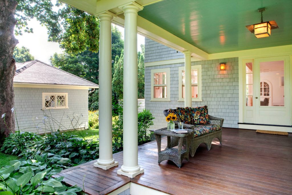 Arts and crafts porch photo in Boston by MacNelly Cohen Architects P.C. | Outdoor Photos | Porch | Landscaping | Landscape Design | Outdoor Living Space | Porch Design Ideas | Outdoor Living Space Ideas | Backyard Design