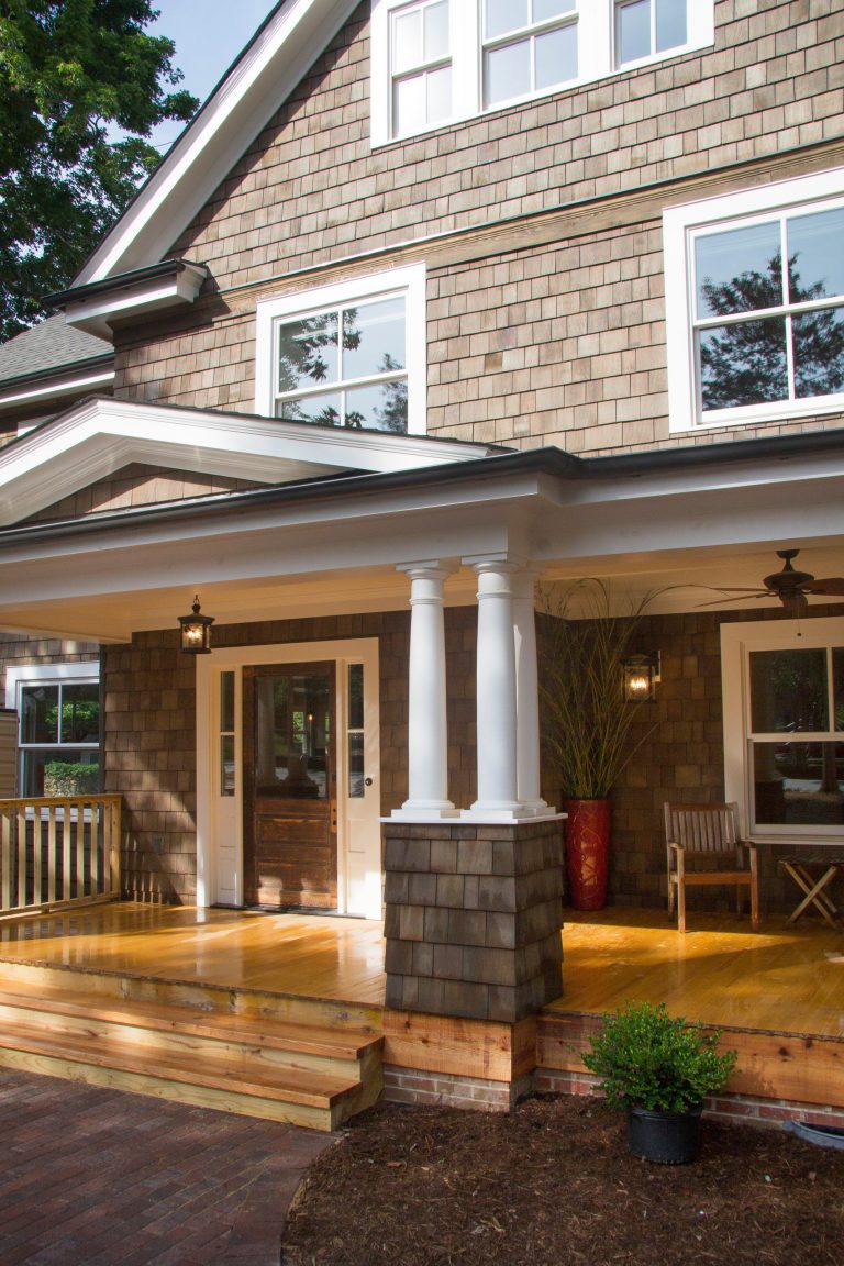 Arts and crafts porch photo in Raleigh by Glenwood Builders LLC | Outdoor Photos | Porch | Landscaping | Landscape Design | Outdoor Living Space | Porch Design Ideas | Outdoor Living Space Ideas | Backyard Design