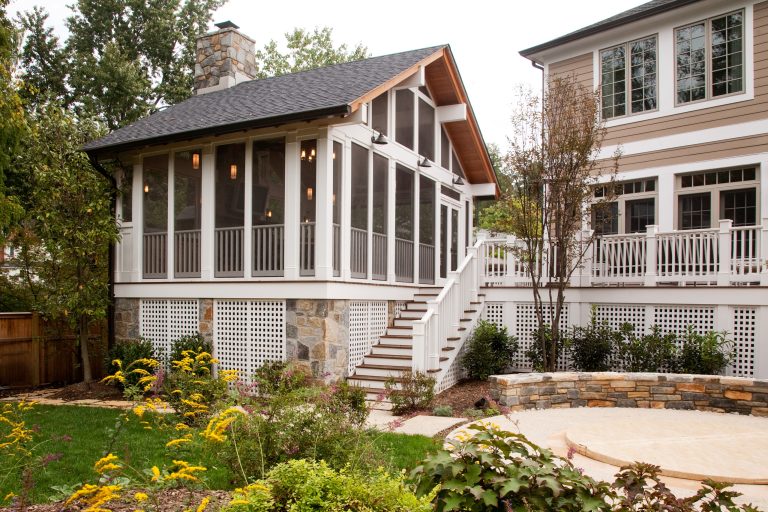 Back porch photo in DC Metro by Dunn-Right Contracting, Inc. | Outdoor Photos | Porch | Landscaping | Landscape Design | Outdoor Living Space | Porch Design Ideas | Outdoor Living Space Ideas | Backyard Design