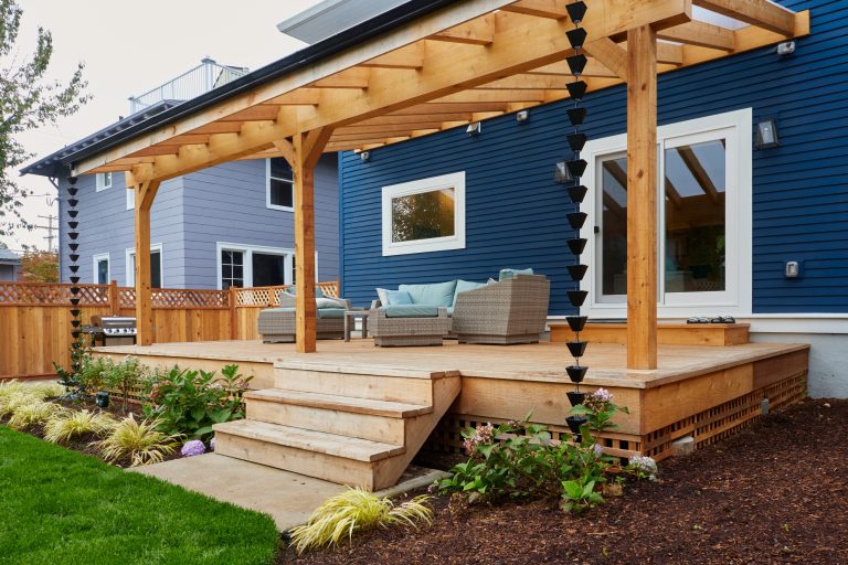 Back porch photo in Portland by Maughan Design & Remodel | Outdoor Photos | Porch | Landscaping | Landscape Design | Outdoor Living Space | Porch Design Ideas | Outdoor Living Space Ideas | Backyard Design