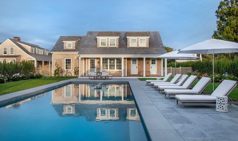 Beach style backyard rectangular pool photo in Providence