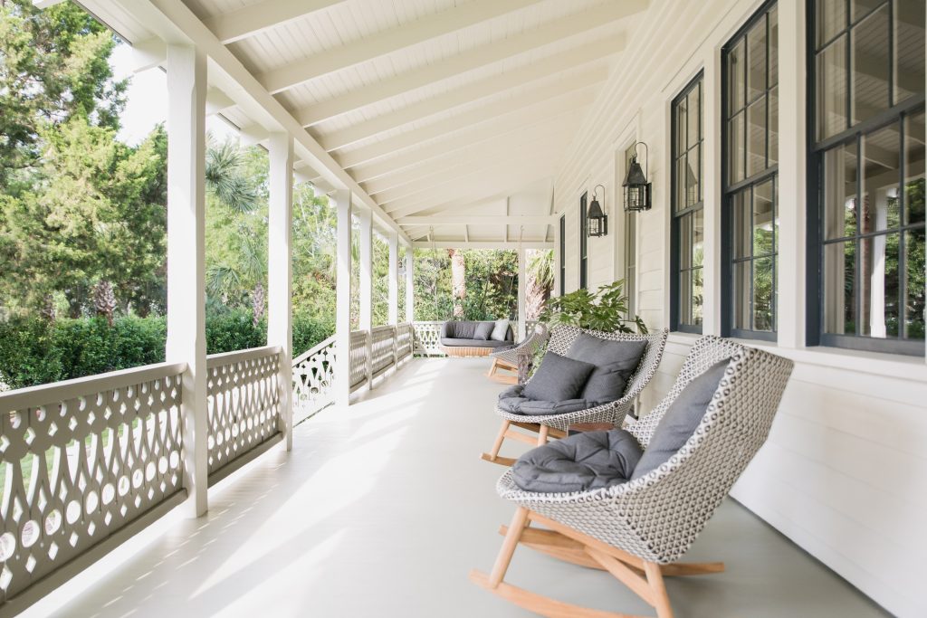 Beach style porch column idea in Charleston with a roof extension by St. Pierre Construction | Outdoor Photos | Porch | Landscaping | Landscape Design | Outdoor Living Space | Porch Design Ideas | Outdoor Living Space Ideas | Backyard Design