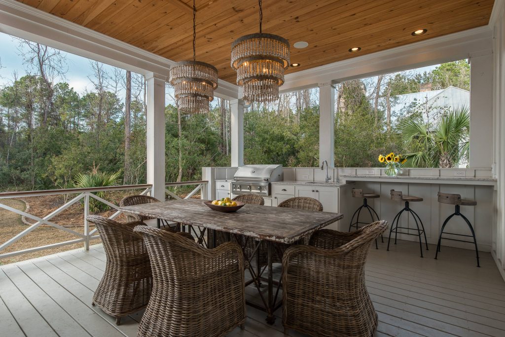 Beach style porch idea in Charleston with decking and a roof extension by Drew Castelhano | Outdoor Photos | Porch | Landscaping | Landscape Design | Outdoor Living Space | Porch Design Ideas | Outdoor Living Space Ideas | Backyard Design