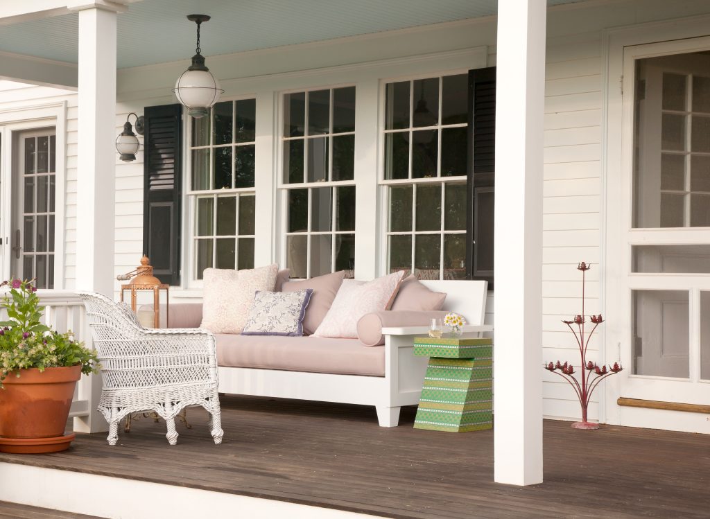 Beach style porch idea in Denver with decking and a roof extension by Griffin Design Source | Outdoor Photos | Porch | Landscaping | Landscape Design | Outdoor Living Space | Porch Design Ideas | Outdoor Living Space Ideas | Backyard Design