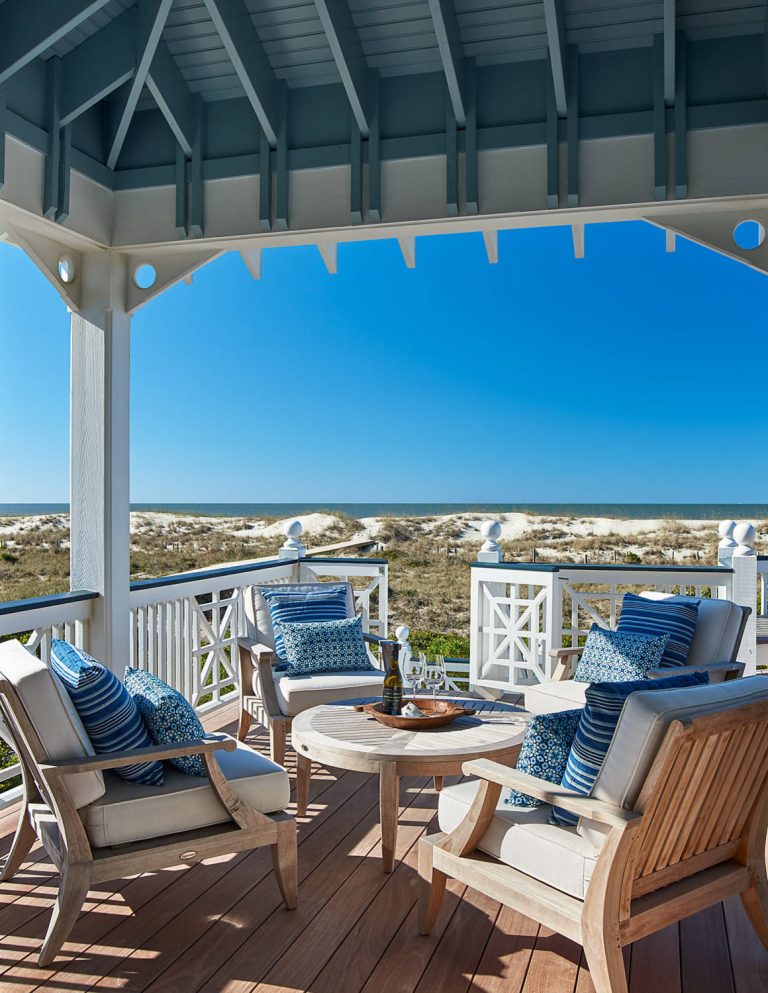 Beach style porch idea in Raleigh by Southern Studio Interior Design | Outdoor Photos | Porch | Landscaping | Landscape Design | Outdoor Living Space | Porch Design Ideas | Outdoor Living Space Ideas | Backyard Design