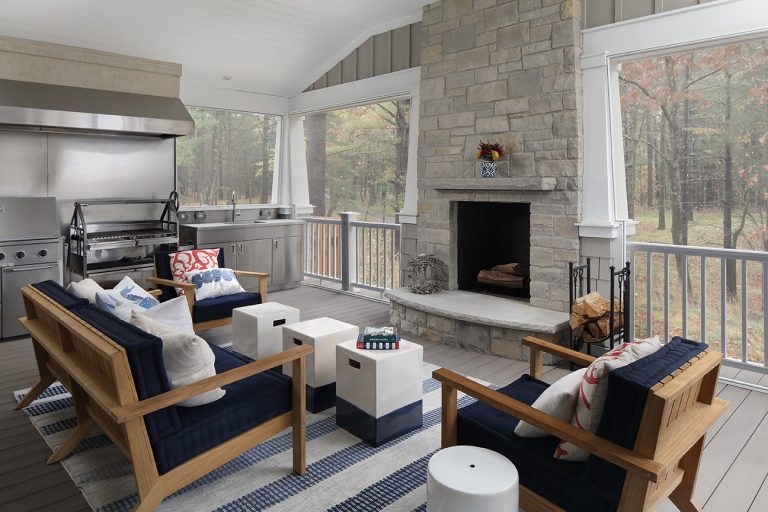 Beach style porch photo in Milwaukee by Colby Construction | Outdoor Photos | Porch | Landscaping | Landscape Design | Outdoor Living Space | Porch Design Ideas | Outdoor Living Space Ideas | Backyard Design