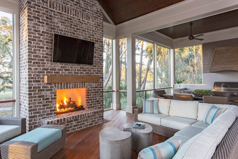 Beach style screened-in porch idea in Charleston with decking and a roof extension by Margaret Donaldson Interiors | Outdoor Photos | Porch | Landscaping | Landscape Design | Outdoor Living Space | Porch Design Ideas | Outdoor Living Space Ideas | Backyard Design