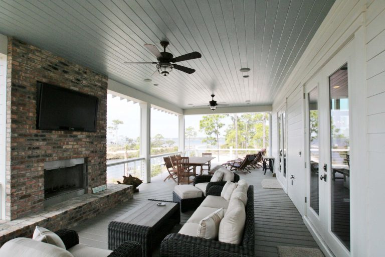 Beautiful beach house designed by Bob Chatham and built on Ono Island by Phillip Vlahos Homes.