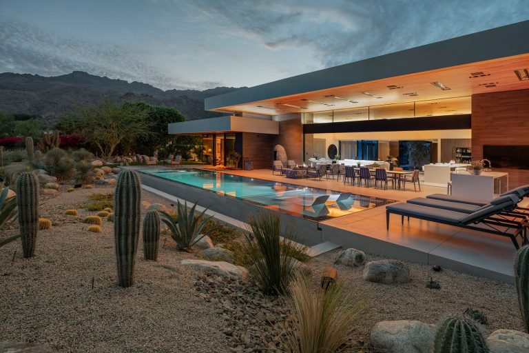 Bighorn Palm Desert modern design luxury home resort style backyard pool. Photo by William MacCollum.