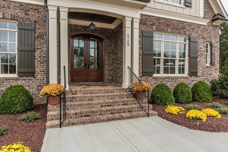 Brick entryway with double doors