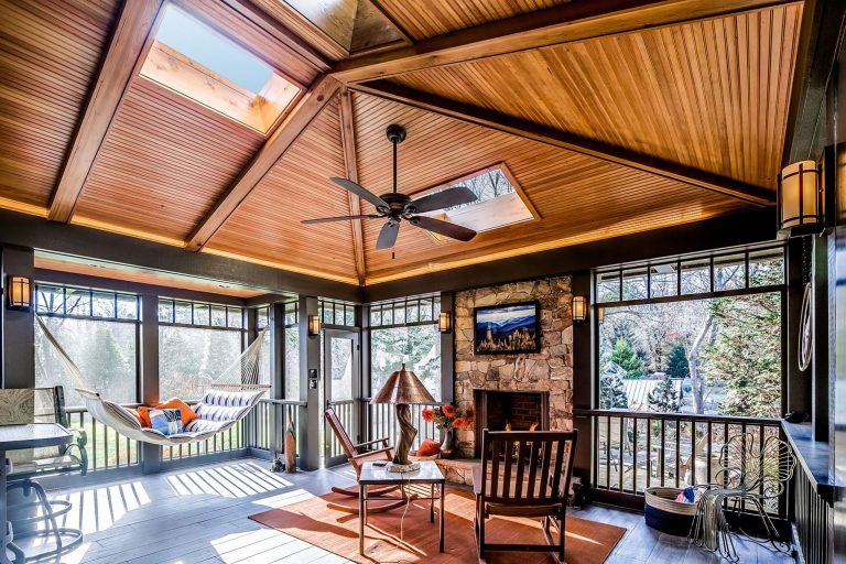 Brighten covered porches with VELUX skylights for a true outdoor experience that allows you to enjoy sky views whether it's blue skies, passing storms or starry nights. by VELUX | Outdoor Photos | Porch | Landscaping | Landscape Design | Outdoor Living Space | Porch Design Ideas | Outdoor Living Space Ideas | Backyard Design