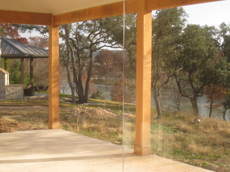 Butt glass breakfast bay window gives unobstructed panoramic view of river