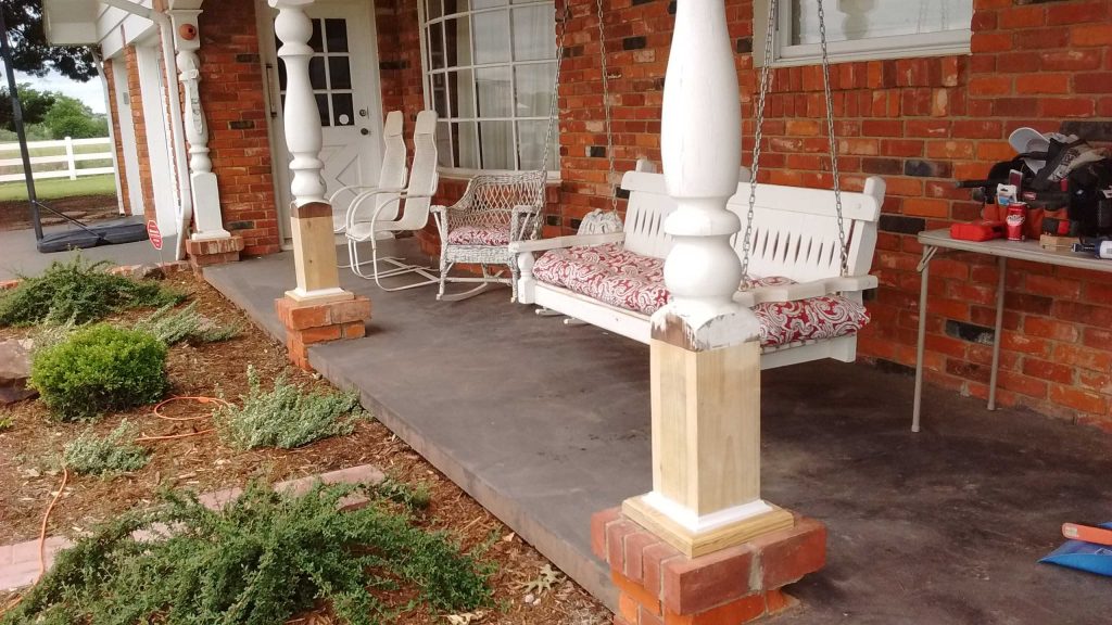 By H.Pennington These columns had new bases and "feet" installed after the rotted sections were removed. They are ready for the painters to apply primer and paint. by crewofone_homerepair | Outdoor Photos | Porch | Landscaping | Landscape Design | Outdoor Living Space | Porch Design Ideas | Outdoor Living Space Ideas | Backyard Design