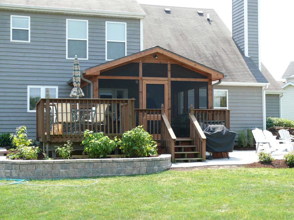 Cedar Screen Room Completed by TimberBuilt Rooms. Screen Room Completed in Aurora, IL