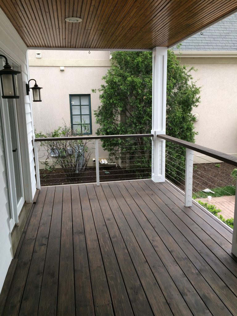 "Charwood" color semi-solid stain on the floor.