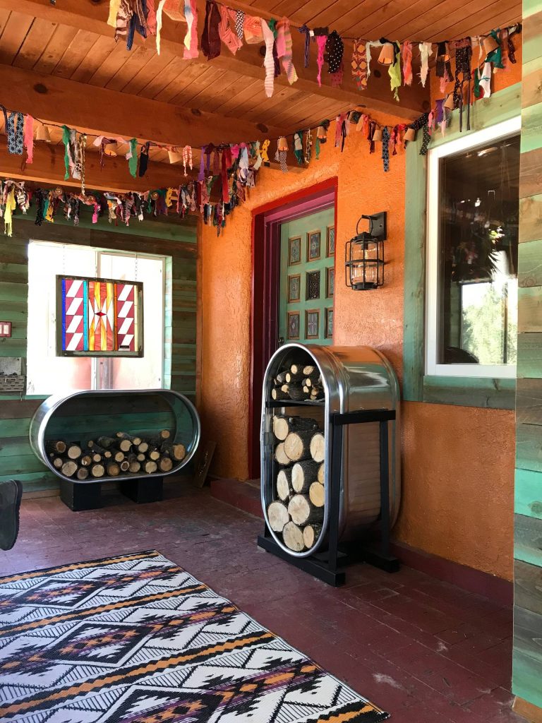 Colorful New Mexico Southwest Modern Sun Porch / Entry by Fusion Art Interiors photo by C Beikmann