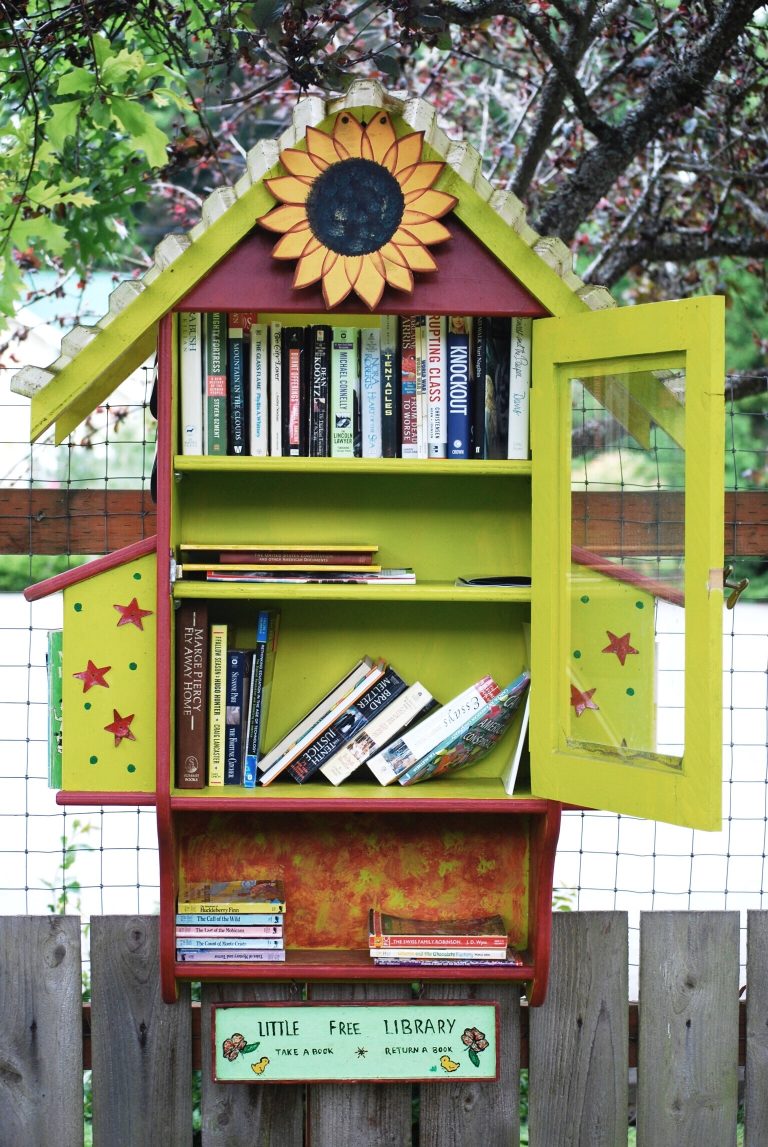 Community - A little free library with a selection for children and adults.
