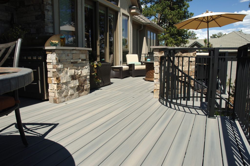 Composite Decking from Fiberon is eco-friendly and beautiful. This is the Horizon line in 'Greystone'