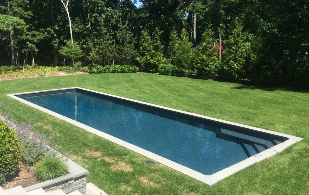 Concrete wall vinyl pool. Merlin Black Sand Pool Liner with