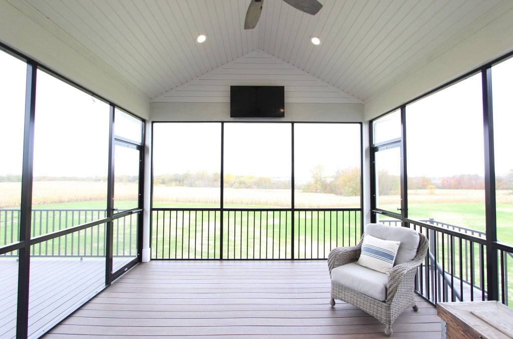 Cottage porch photo in Grand Rapids by TruBuilt Builders LLC | Outdoor Photos | Porch | Landscaping | Landscape Design | Outdoor Living Space | Porch Design Ideas | Outdoor Living Space Ideas | Backyard Design