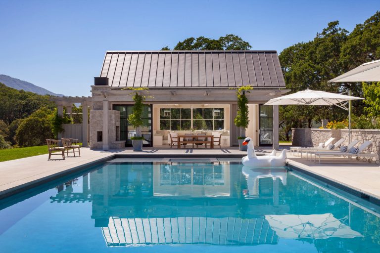 Cottage rectangular pool house photo in San Francisco