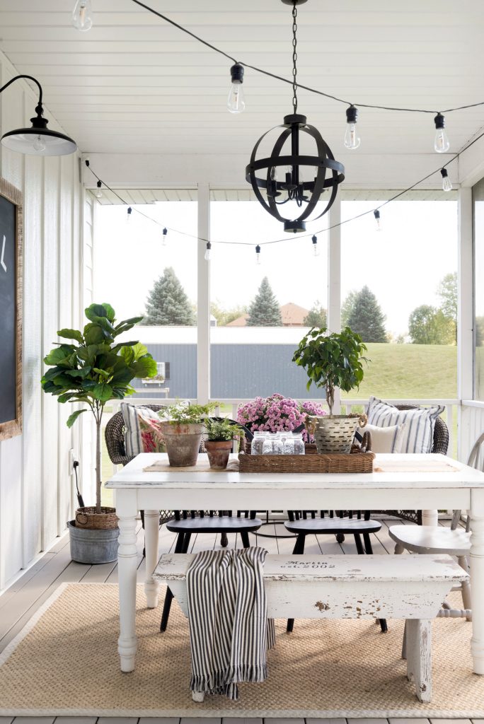Cottage screened-in back porch photo in Minneapolis by Beautiful Chaos Interior Design & Styling | Outdoor Photos | Porch | Landscaping | Landscape Design | Outdoor Living Space | Porch Design Ideas | Outdoor Living Space Ideas | Backyard Design