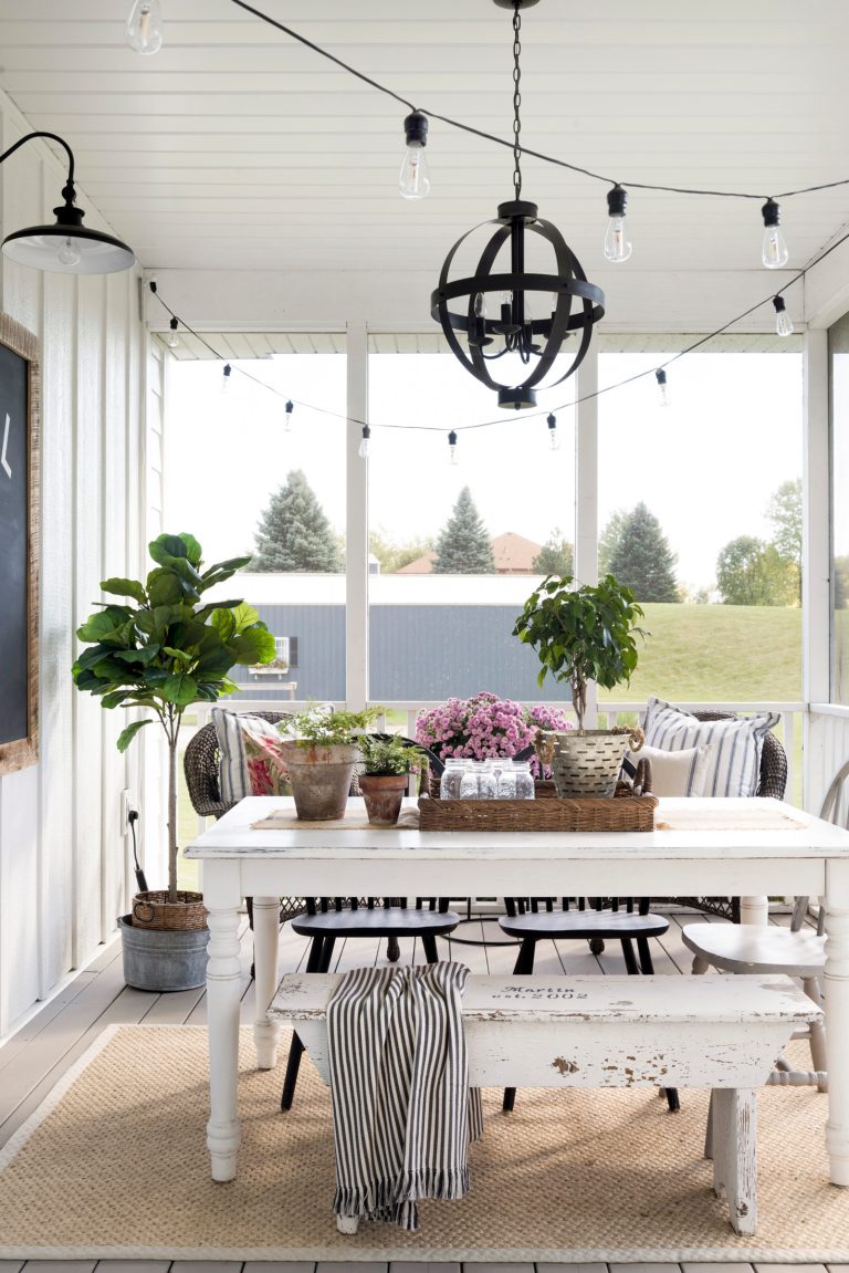 Cottage screened-in back porch photo in Minneapolis by Beautiful Chaos Interior Design & Styling | Outdoor Photos | Porch | Landscaping | Landscape Design | Outdoor Living Space | Porch Design Ideas | Outdoor Living Space Ideas | Backyard Design