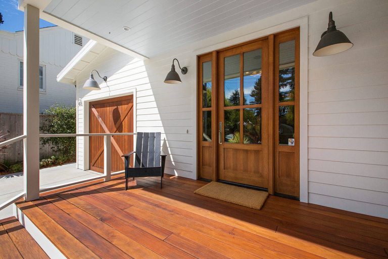 Country front porch photo in San Francisco with decking and a roof extension by Foley Built | Outdoor Photos | Porch | Landscaping | Landscape Design | Outdoor Living Space | Porch Design Ideas | Outdoor Living Space Ideas | Backyard Design