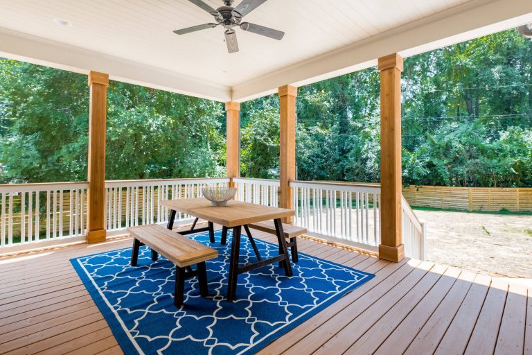 Country porch photo in Charlotte by Pike Properties | Outdoor Photos | Porch | Landscaping | Landscape Design | Outdoor Living Space | Porch Design Ideas | Outdoor Living Space Ideas | Backyard Design