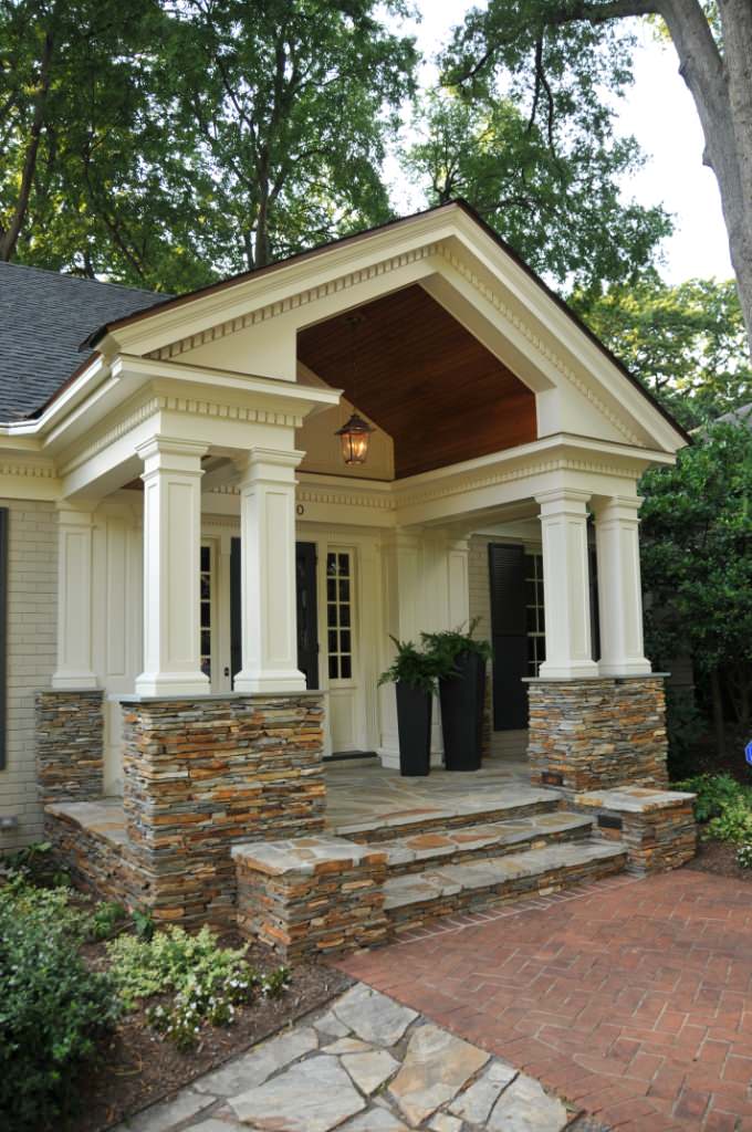 Create a new entry to a traditional ranch with a formal porch