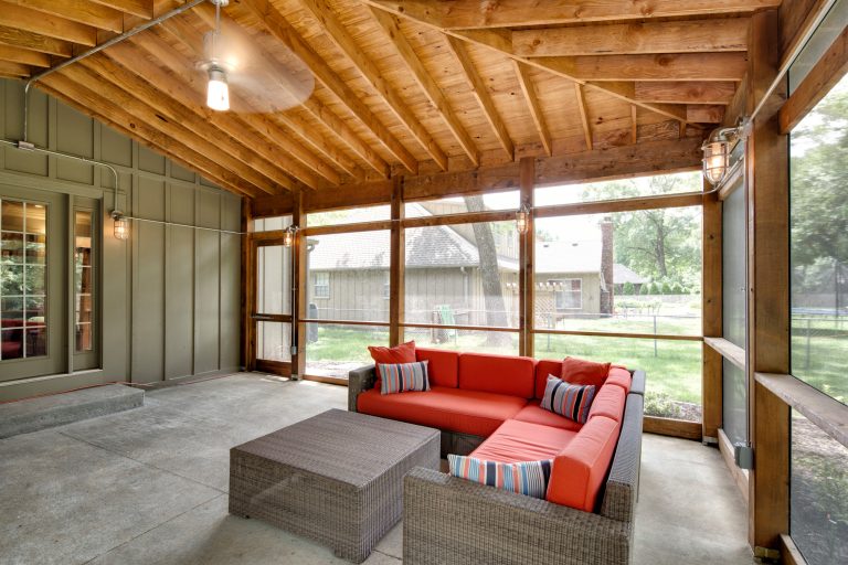 Custom Built Back Porch with Farm Doors